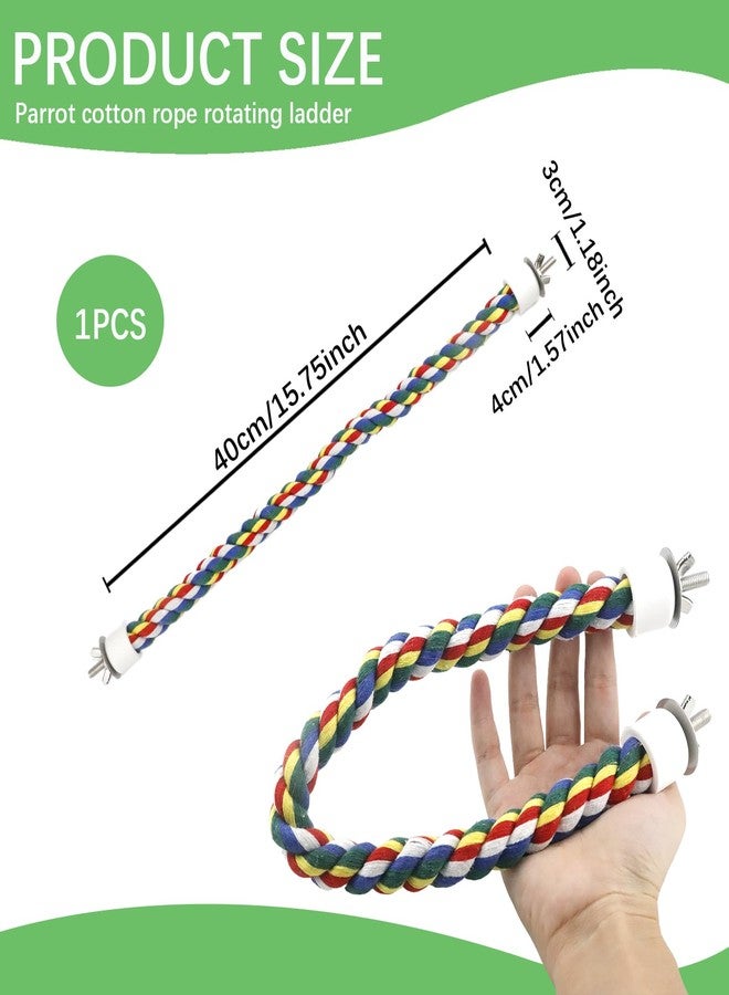 LCJAOF Bird Rope Perch - 40CM/15.7inch Colorful Perches Climbing Standing Bungee Rope Perches Chew Toys for Cockatiels Parrots - Image 2